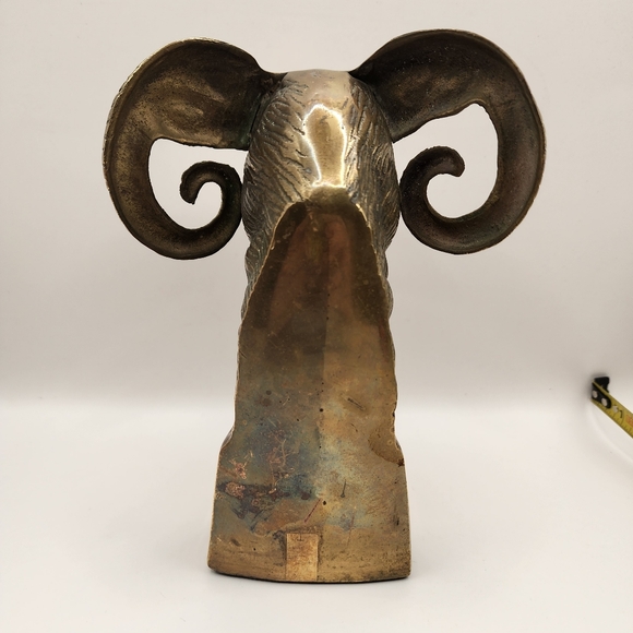 Vintage Brass Ram Head Bookend Sculpture - Picture 4 of 5